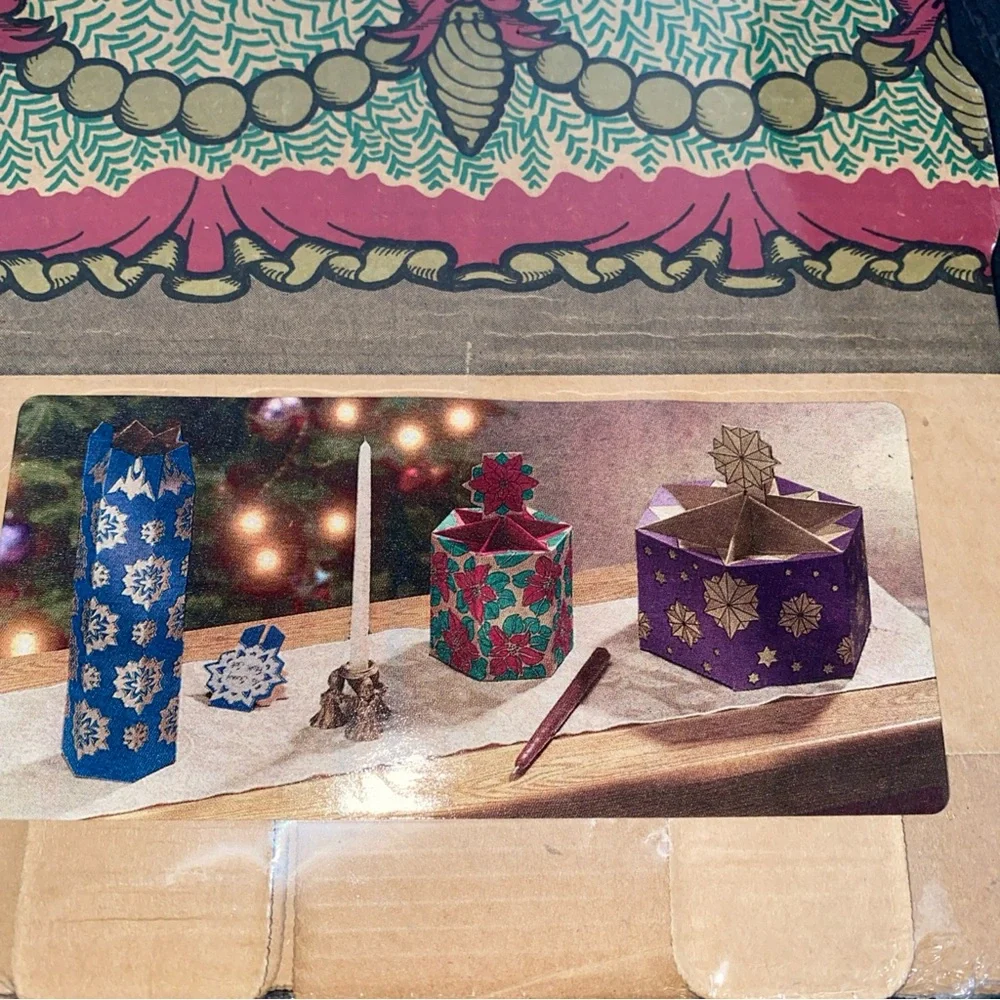 Vintage Fold N' Go Christmas Tree Poinsettia Snowflake Gift Box Lot of 3 Sealed‎